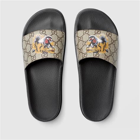 gucci white slides men|men's Gucci tiger slides.